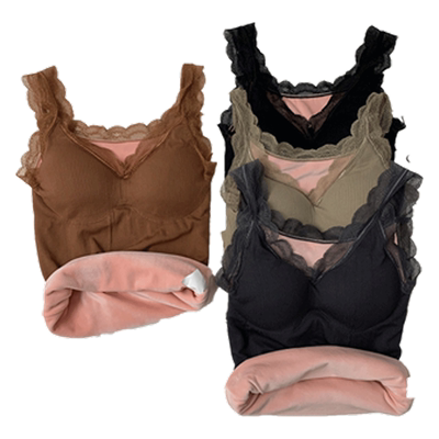 2023吊带背心女加绒加厚新款蕾丝内搭修身无钢圈保暖上衣打底衫女