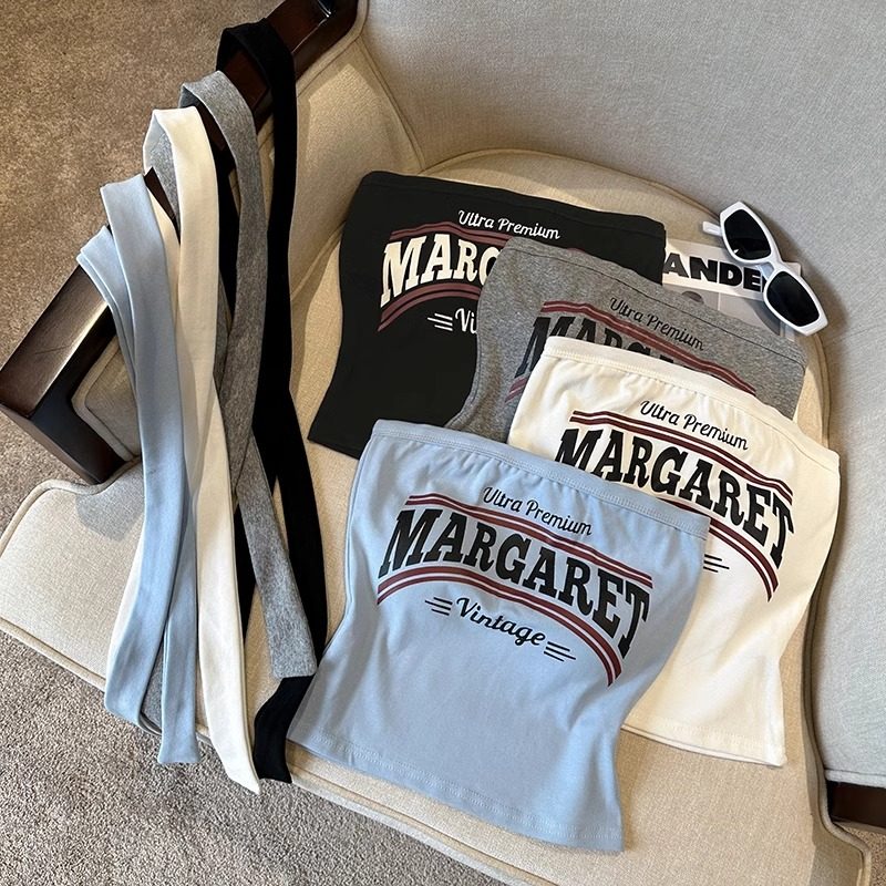 2024夏日新款字母美式复古抹胸百搭上衣性感背心显瘦百搭女装上衣,女装/女士精品,背心吊带,淘宝优惠券,粉丝福利购,淘宝优惠卷