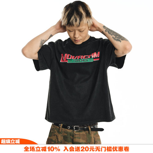 NOVACAM高街印花反缝线短袖T恤