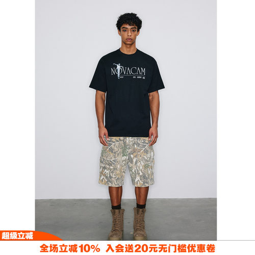 NOVACAM 高街cleanfit字母印花LOGO美式国潮宽松基础短袖T恤