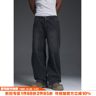 cleanfit水洗重工微baggy水波纹折纹做旧直筒牛仔裤 NOVACAM 美式