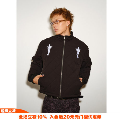 NOVACAM复古菱格夹棉保暖夹克