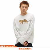 印花cleanfit国潮秋打底长袖 NOVACAM美式 复古趣味金钱豹数码 T恤