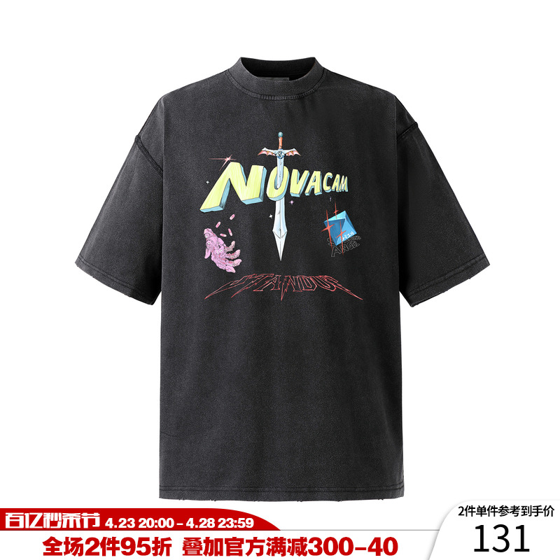 NOVACAM美式复古大宝剑短袖T恤