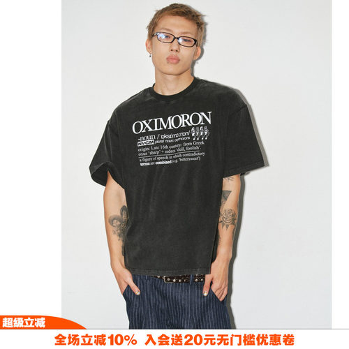 NOVACAM复古字母印花宽松T恤