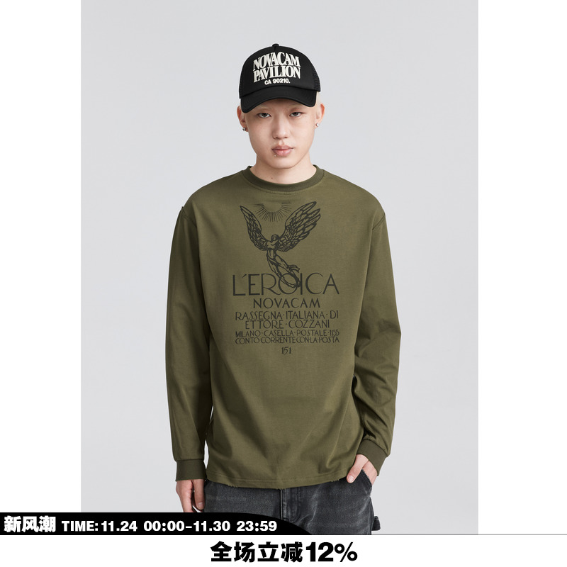NOVACAM美式复古长袖T恤