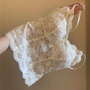 蕾丝花边带胸垫美背内搭背心吊带女磨毛保暖纯欲修身显瘦打底上衣