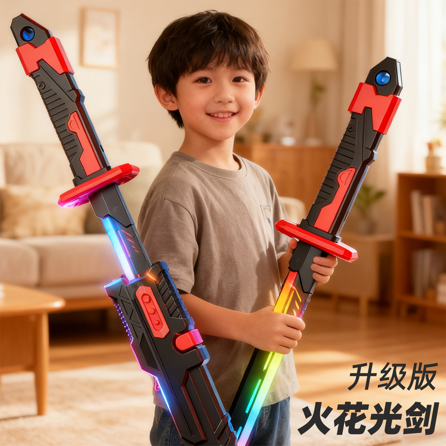 儿童新爆款拔刀发光火花刀玩具