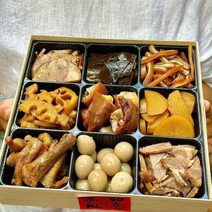 九宫格火锅格子卤味九宫格打包盒网红烤肉火锅拼盘鸭货熟食一次性