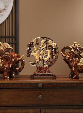 入户门鞋柜上的摆件欧式招财大象一对创意客厅玄关电视柜酒柜工艺