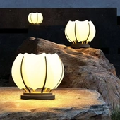 太阳能柱头灯户外防水门柱庭院别墅围墙柱子高档莲花加高柱头灯