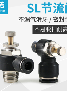 节流阀SL调速阀气动气缸气管快速接头SL4-M5SL8-02快插流量可调节