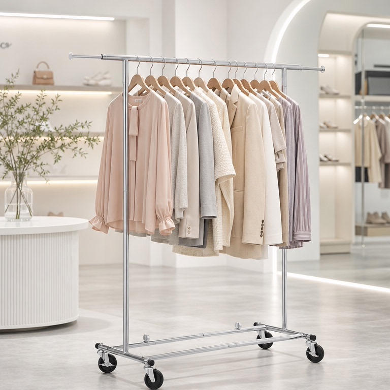 服装店展示架落地式带轮挂衣服架