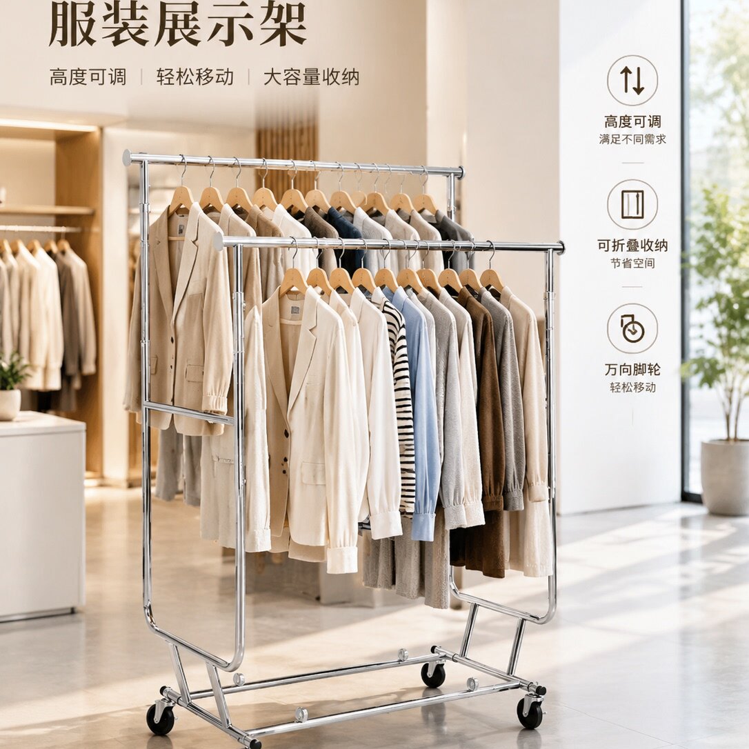 服装店可折叠挂衣架女装陈列架