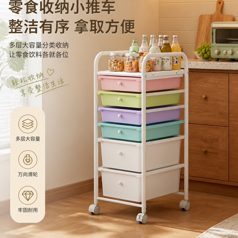 可移动零食小推车置物架家用