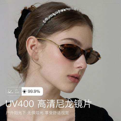 2026新款窄框玳瑁猫眼墨镜女款高级感老钱风太阳眼镜防紫外线近视