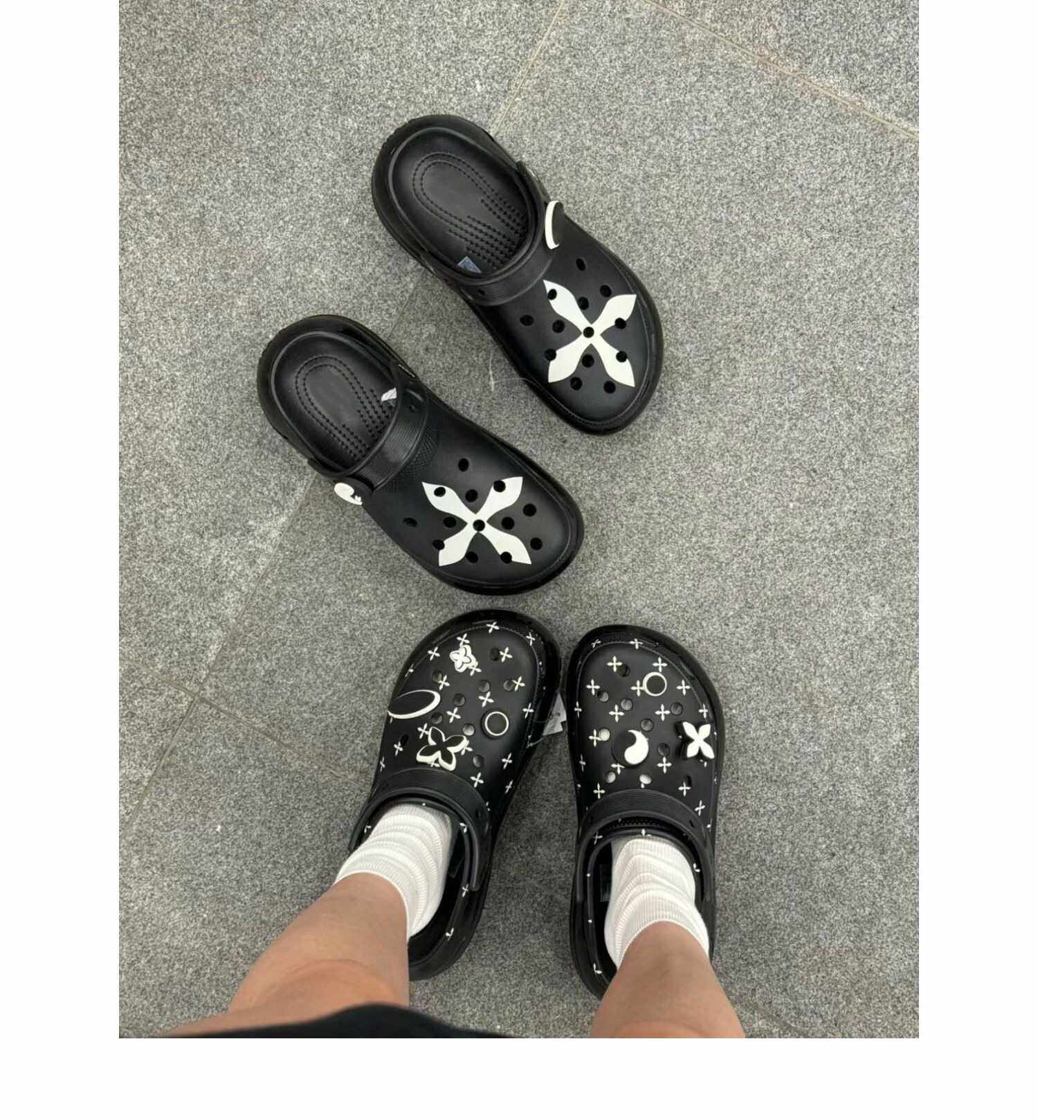 十字花暗黑国潮风外穿凉拖鞋图片