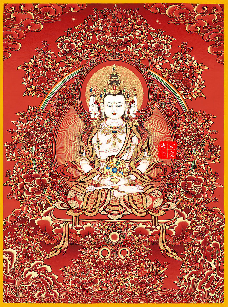 【手绘版】大日如来佛唐卡西藏热贡手绘佛像客厅玄关挂画70*50cm