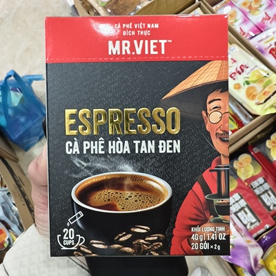 越南代购越先生黑咖啡速溶MR.VITE COFFEE20条/2g无糖纯咖啡
