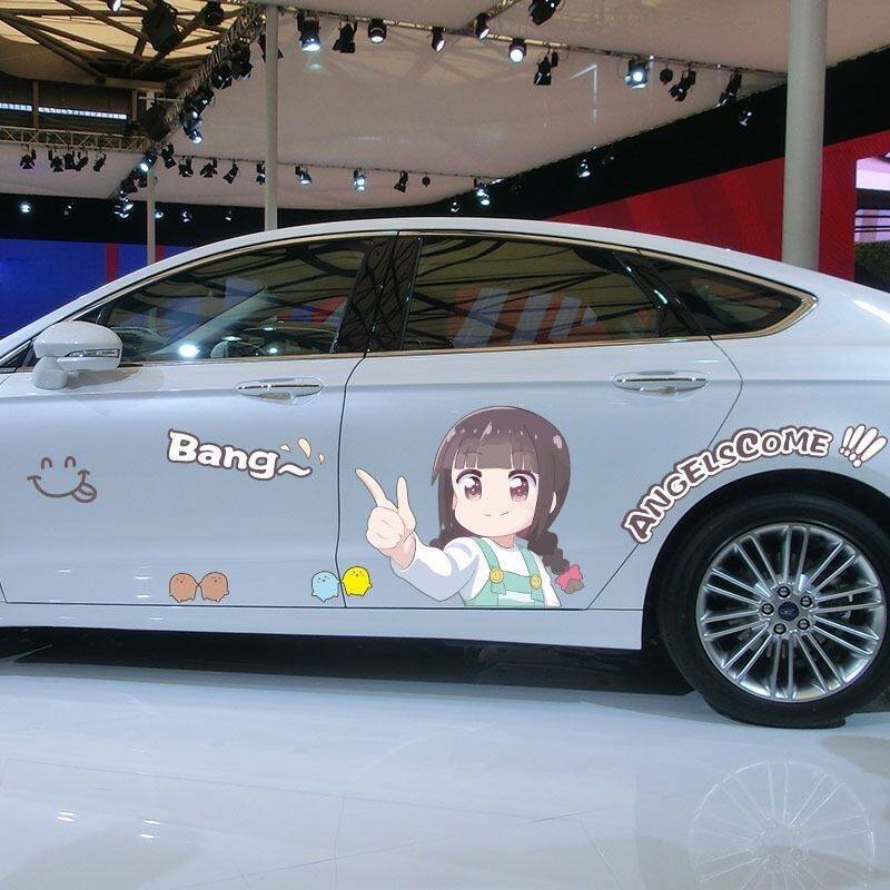 天使降临车贴白咲花贴纸女孩划痕汽车贴仙女可爱贴画创意贴花拉花