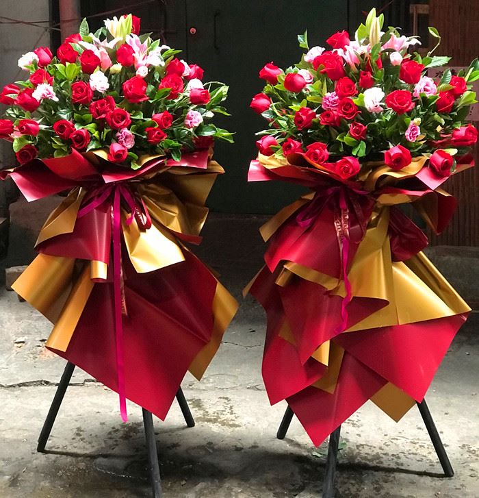 韩式港式开业花篮南宁花店开业开张乔迁开工仪式庆典一对机打条幅