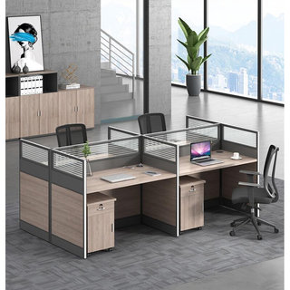 职员办公桌椅组合4人位办公室卡座工位桌员工卡位办公桌简约现代