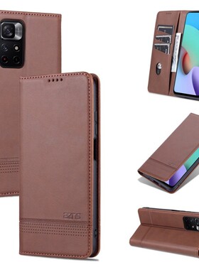 适用 REDMI 10 4G手机壳翻盖红米10 4G外壳6.50英寸小米M21061119AG保护套皮夹21061119AL防摔xiaomi钢化膜21