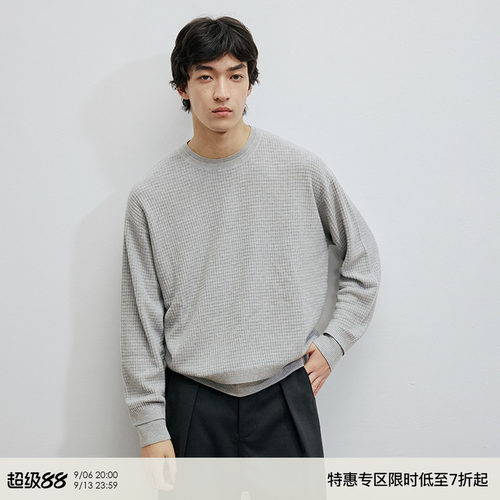 WHIMNOTION 25AW「双层结构华夫格」澳洲进口美利奴羊毛针织衫