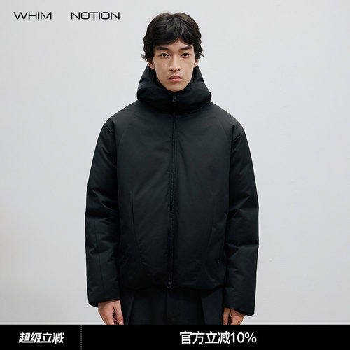 WHIMNOTION 25AW「90白鹅绒」破骨结构立体剪裁连帽防水羽绒服