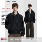 WHIMNOTION 26SS新西兰羊皮羊毛混纺皮领A1夹克简约休闲工装 外套