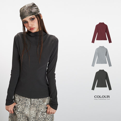 HeyHenry 秋冬季修身半高领内搭打底衫上衣休闲显瘦百搭长袖T恤