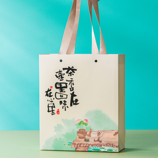 高档手拎茶叶礼盒手提袋外包装盒纸袋礼品袋茶饼通用礼袋定制logo