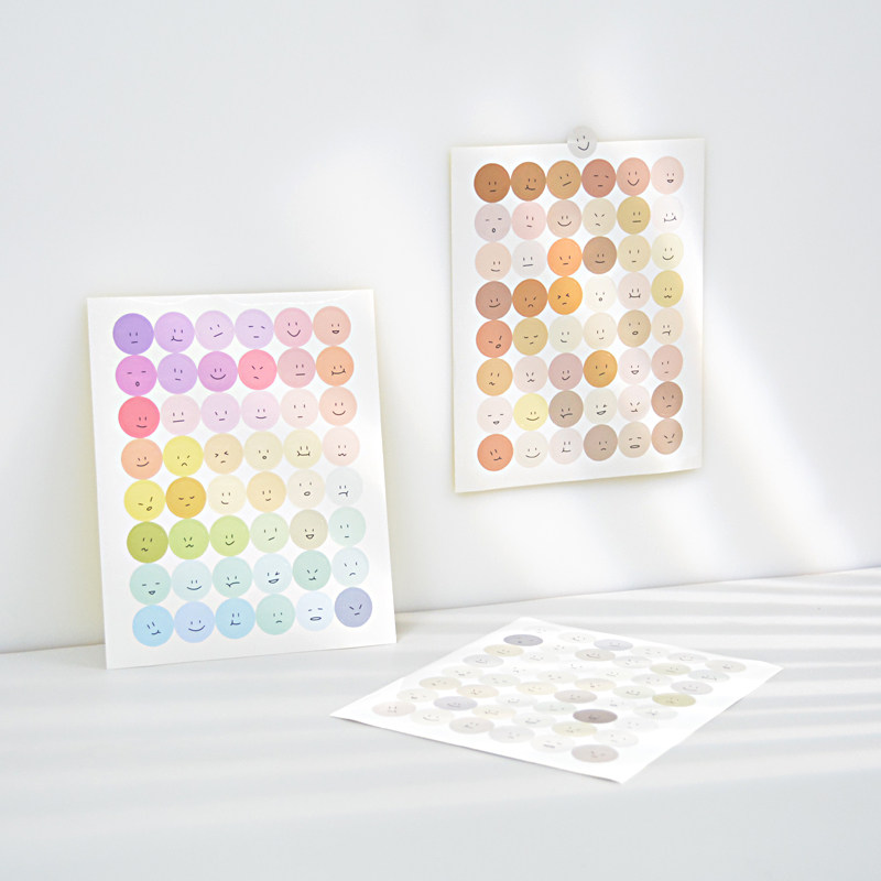 哭笑表情贴纸直径15mm标记贴纸小标示diy手账素材圆形情绪装饰可爱小