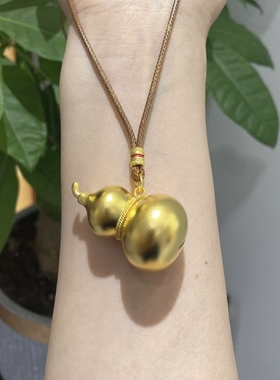 金包银古法葫芦吊坠项链新中式男女同款百搭毛衣链配饰挂坠可定制