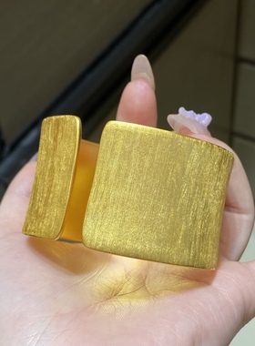 金包银宽面拉丝素圈手镯古法开口镯子简约饰品定制首饰送女友礼物