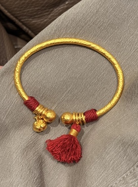 金包银柿子盘缠手镯女款开口锤纹镯子新中式首饰可定制饰品送礼物