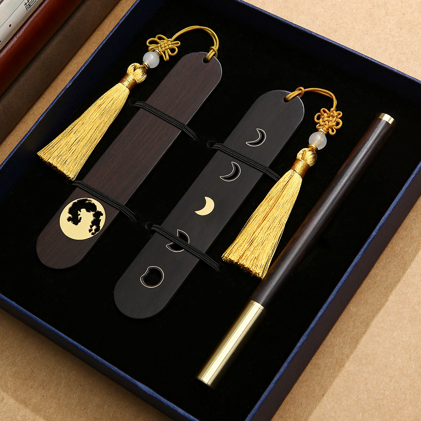 望月书签文艺古风生日礼物礼盒文创实用公司年会礼品定制伴手礼送老师学生高颜值高档精致木质创意礼物