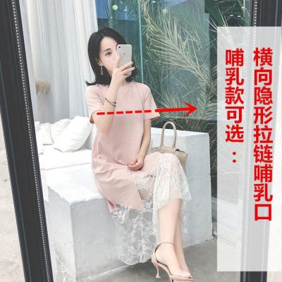 2023孕妇连衣裙哺乳衣外出夏季薄款短袖时尚中长款上衣裙子孕妇装