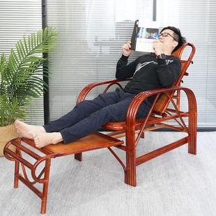 真藤椅阳台躺椅折叠椅老人午睡椅懒人休闲藤编高靠背调节午休椅子