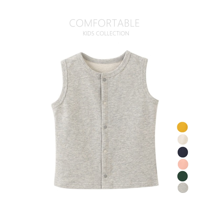 儿童春秋薄款马甲幼儿园宝宝初夏按扣马夹男女童纯色开衫坎肩背心