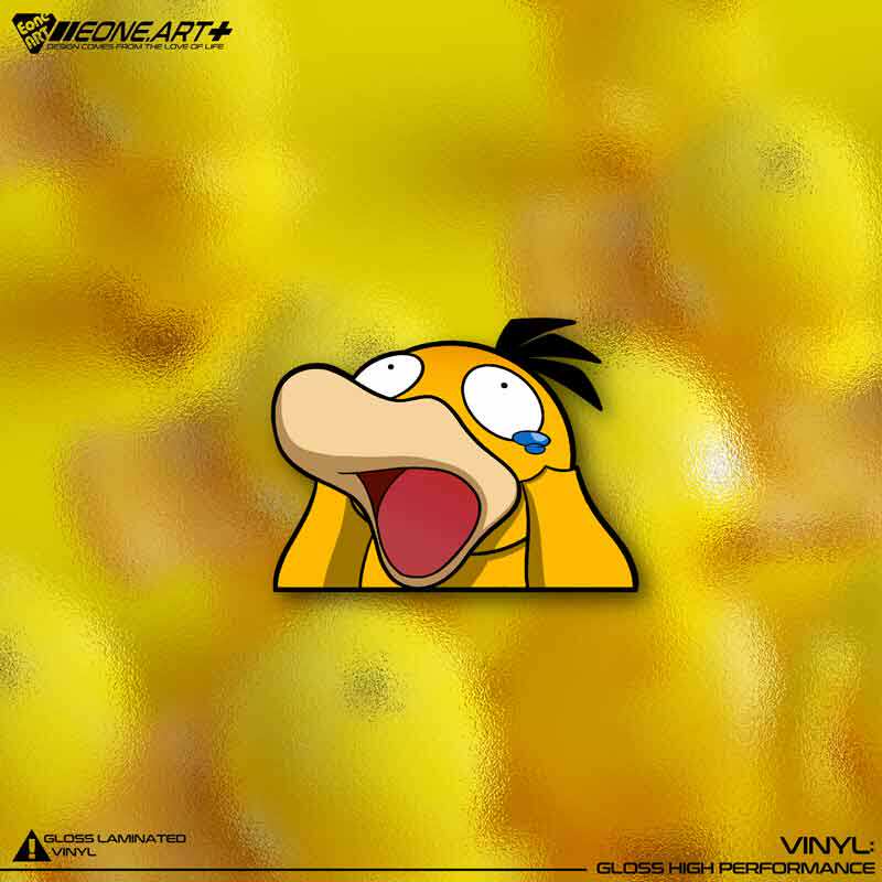 eone反光车贴宝可梦双子岛可达鸭头痛可爱摸头表情室内外防水贴纸