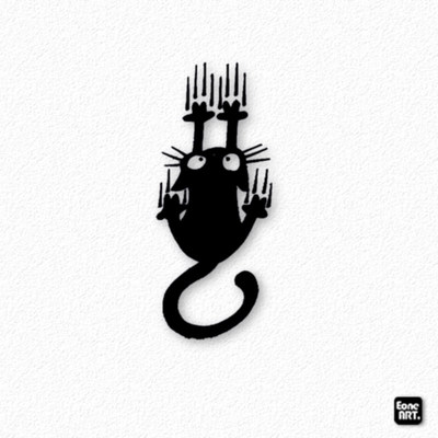 可爱猫咪颤抖滑落抓痕镂空贴纸
