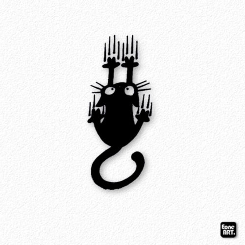 可爱猫咪颤抖滑落抓痕镂空贴纸