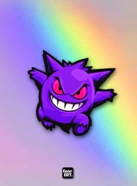 EONE反光车贴任天堂Pokémon紫色宝可梦耿鬼幽灵系室内外防水贴纸