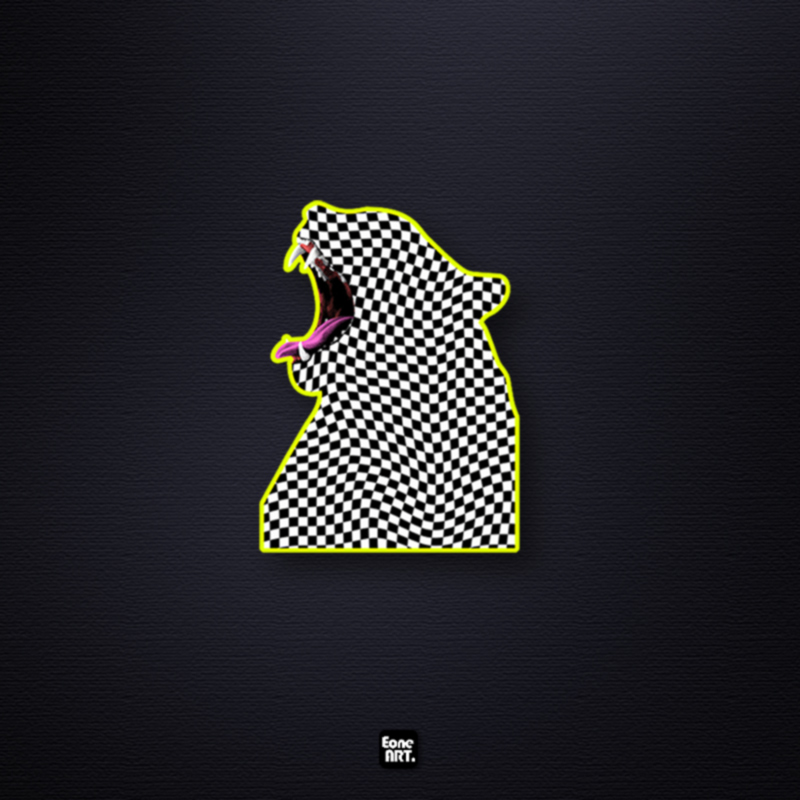 时尚方格猫咪打哈欠反光防水贴纸