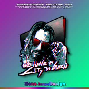 EONE反光车贴赛博朋克Cyberpunk2077强尼银手burn city防水贴纸