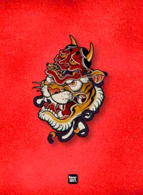 EONE反光车贴 般若面具虎头TATOO风格室内外玻璃漆面平面防水贴纸