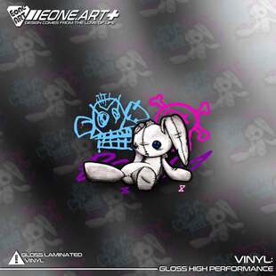 EONE反光车贴jinx金克斯小爆爆喷涂涂鸦兔玩偶葛优躺创意镂空贴纸