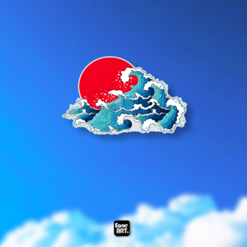 排山倒海惊涛骇浪防水反光贴贴纸