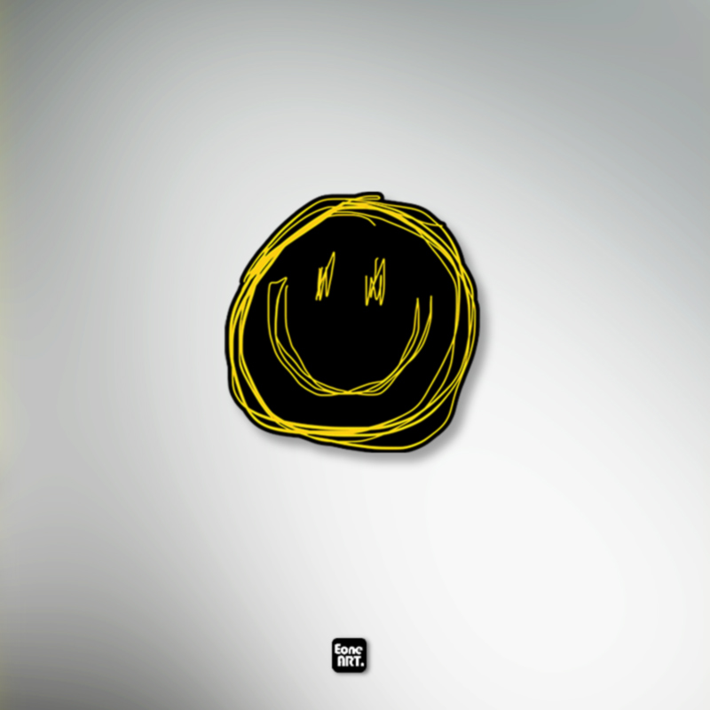 可爱抽象艺术线条笑脸反光贴纸